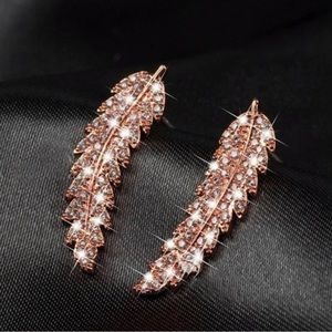 NEW Rose Gold Cubic Zirconia Ear Climber Earrings